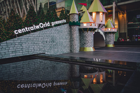 Thailand, Bangkok - 16 Nov 2019 : Modeled castle prepared for Christmas dayのeditorial素材