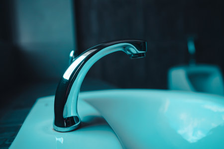 Faucets water on the sink in the bathroom