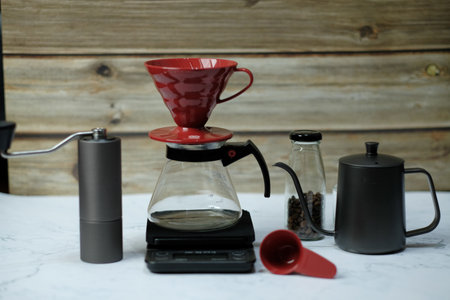 Thandland Bangkok 8 Aug 2020 : Barista Prepare Making drip coffee,Brew coffeeのeditorial素材