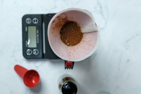 Selective focus coffee in the button,Brew coffee,Manual making coffee