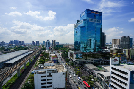 Thailand bangkok 26 July 2020 : view of cityscape and railway skytrainのeditorial素材