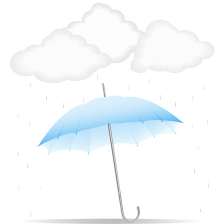 Blue umbrella in the rainのイラスト素材