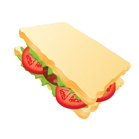 sandwich with sausage and tomatoesのイラスト素材