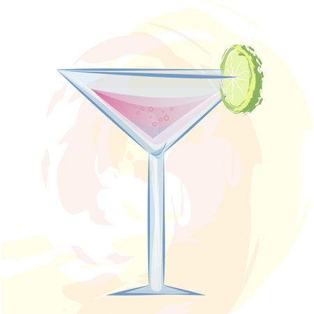 pink cocktail in a sparkling glassのイラスト素材