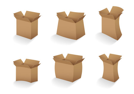 set of open empty cardboard box vector illustrationのイラスト素材
