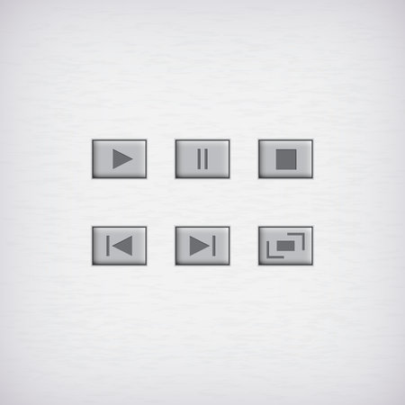 white round media player buttons and audio playerのイラスト素材