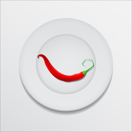 Red hot chili pepper on a plateのイラスト素材