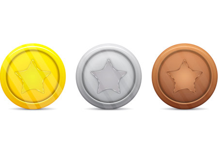 gold, silver and bronze medalのイラスト素材