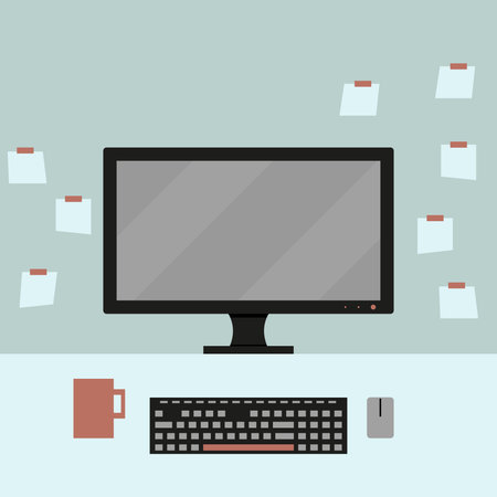 Flat Computer Coffe keyboardのイラスト素材