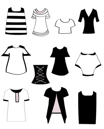 set women's T-shirtsのイラスト素材