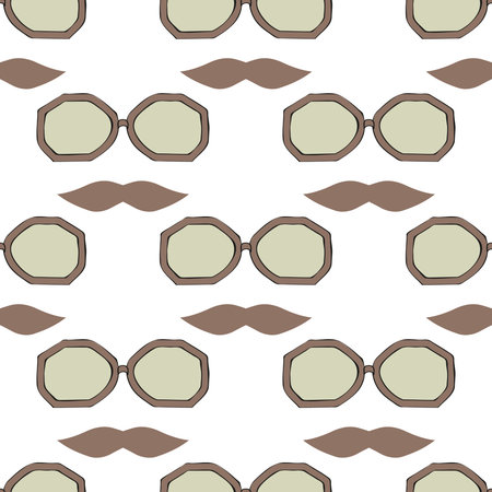 Seamless glasses and mustache patternのイラスト素材