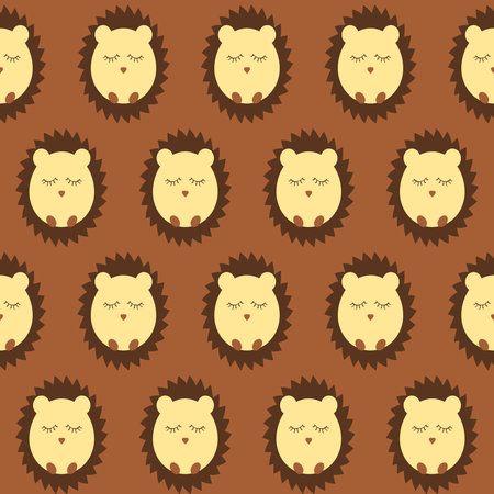 hedgehog seamless patternのイラスト素材