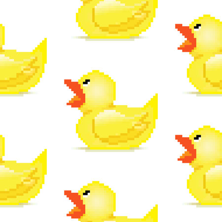 Pixel art rubber duck seamless paternのイラスト素材