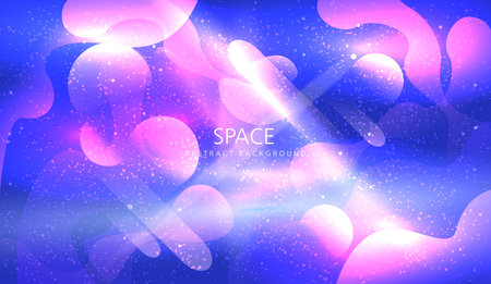 Abstract galaxy background. colorful spots and grunge splashes. waves, circles, shapes on a blue background. vector illustrationのイラスト素材