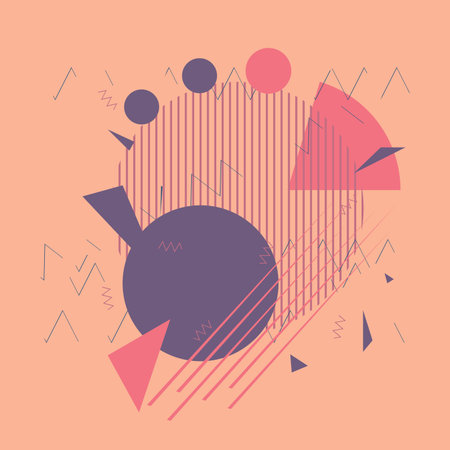 modern abstract background. composition of triangles, lines, circles. geometric elements in the air. vector illustrationのイラスト素材