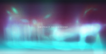 Colorful northern lights aurora borealis in night sky. Astronomy vector illustration for your design. Background for your text.のイラスト素材