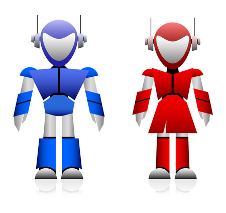 Male and Female Robotのイラスト素材