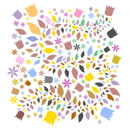 Abstract Flower and Leaf Background Vectorのイラスト素材