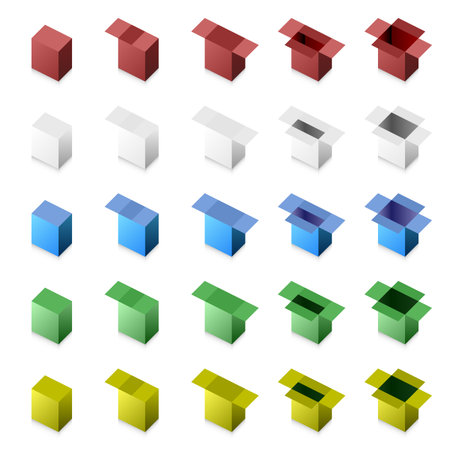 3D Box Close to Open (Step by Step)のイラスト素材