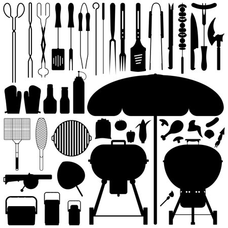 Barbecue BBQ Silhouette Set Vectorのイラスト素材
