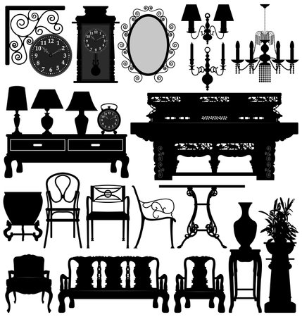 Antique Old Furniture Home House Vectorのイラスト素材