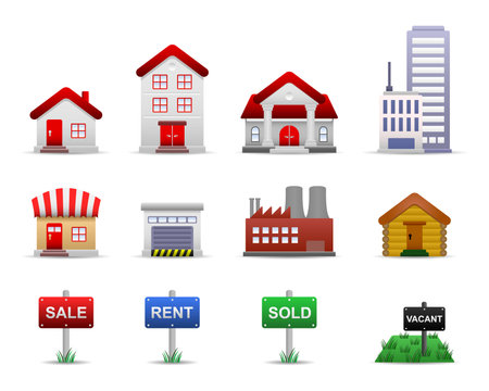 Real Estates Property Icon Set Vectorのイラスト素材