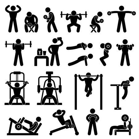 Gym Gymnasium Body Building Exercise Training Fitness Workoutのイラスト素材