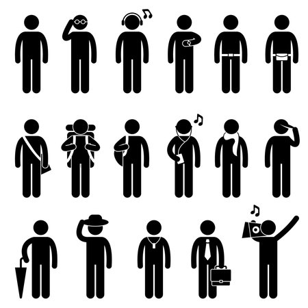 People Man Male Fashion Wear Body Accessories Icon Symbol Sign Pictogramのイラスト素材