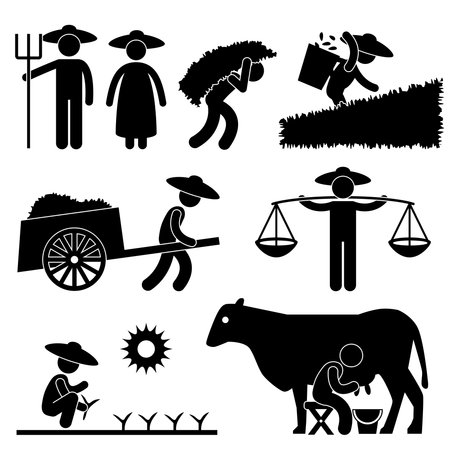 Farm Farmer Worker Farming Countryside Village Agriculture Icon Symbol Sign Pictogramのイラスト素材