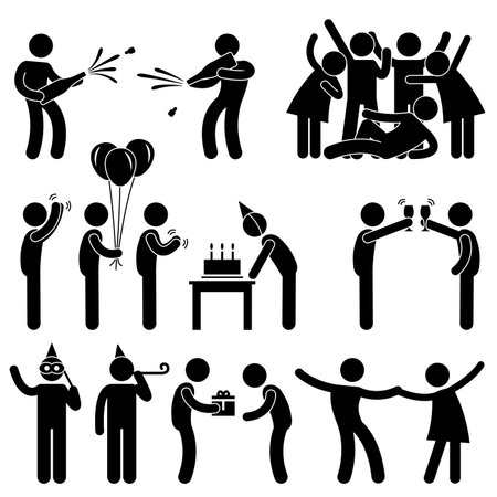Friend Party Celebration Birthday Icon Symbol Sign Pictogramのイラスト素材
