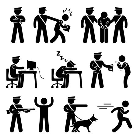 Security Guard Police Officer Thief Icon Symbol Sign Pictogramのイラスト素材