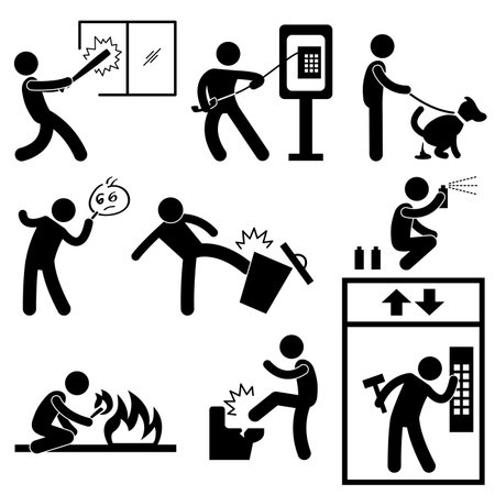 Bad Morale People Vandalism Gangster Icon Symbol Sign Pictogramのイラスト素材