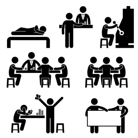 Gambling Casino People Man Host Croupier Dealer Jackpot Machine Icon Symbol Sign Pictogramのイラスト素材