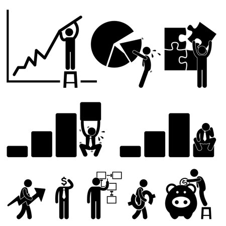 Business Finance Chart Employee Worker Businessman Solution Icon Symbol Sign Pictogramのイラスト素材