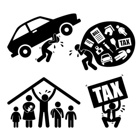 Man Family People Financial Problem Burden Stress Pressure Depression Icon Symbol Sign Pictogramのイラスト素材