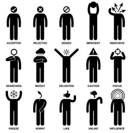 People Man Emotion Feeling Expression Attitude Stick Figure Pictogram Iconのイラスト素材