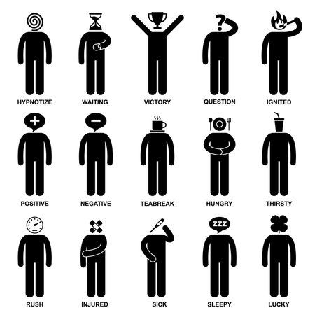 People Man Emotion Feeling Expression Attitude Stick Figure Pictogram Iconのイラスト素材