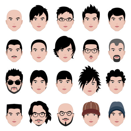Man Men Male Human Face Head Hair Hairstyle Mustache Bald People Fashionのイラスト素材