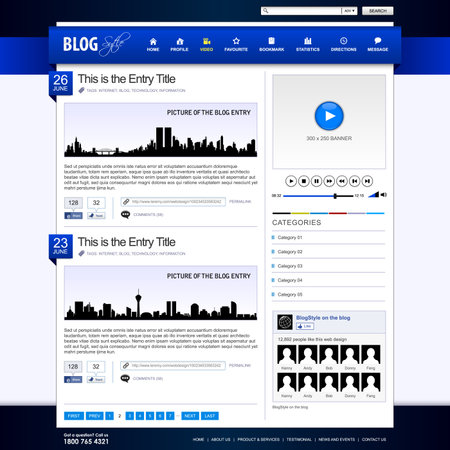 Web Design Website Element Blue Templateのイラスト素材
