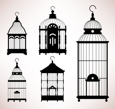 Bird Cage birdcage vintage retro silhouetteのイラスト素材