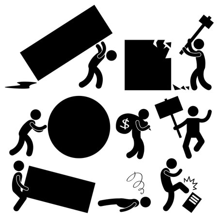 People Business Work Tough Burden Anger Difficult Workplace Hurdle Obstacle Roadblock Frustration Concept Icon Symbol Signのイラスト素材