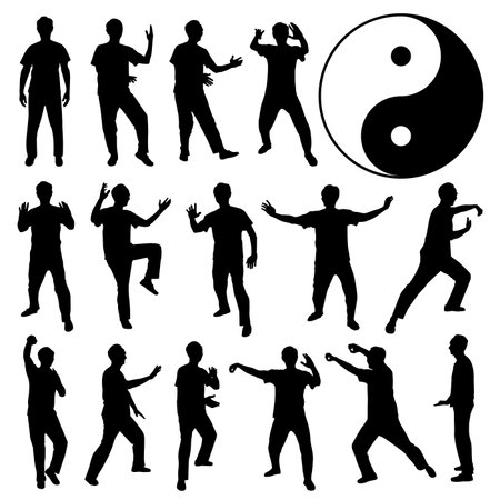 Martial Art Kung Fu Tai Chi Self Defense Exercise Fight Master People Manのイラスト素材