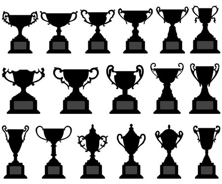 Trophy Cup Silhouette Black Setのイラスト素材