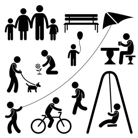 Man Family Children People Garden Park Activity Sign Symbol Pictogram Iconのイラスト素材