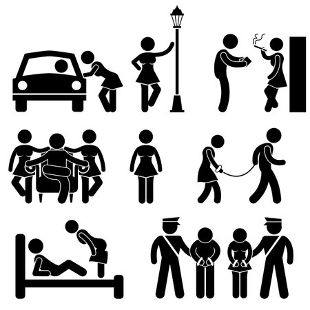 Prostitute Whore Hooker Pimp Stick Figure Pictogram Iconのイラスト素材