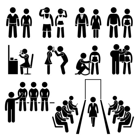 Supermodel Model Beauty Fashion Industry Stick Figure Pictogram Iconのイラスト素材