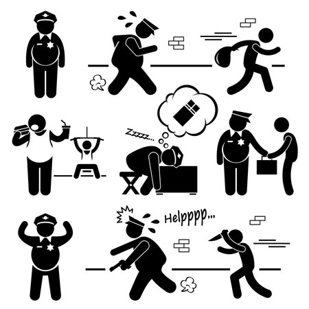 Big Fat Lazy Police Cop Stick Figure Pictogram Icon Clipartsのイラスト素材