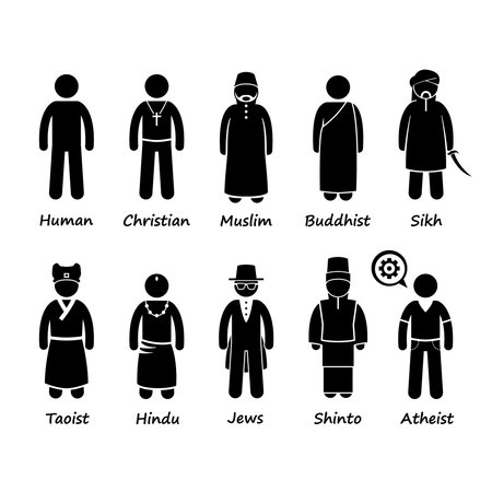 Religion of People in the World Stick Figure Pictogram Icon Clipartsのイラスト素材