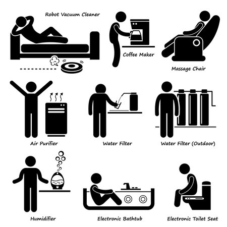 Home House Advanced Electronic Appliances Stick Figure Pictogram Icon Clipartsのイラスト素材