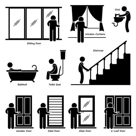 Home House Indoor Fixtures Stick Figure Pictogram Icon Clipartsのイラスト素材